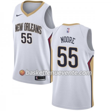 Maillot Basket New Orleans Pelicans ETwaun Moore 55 Nike 2017-18 Blanc Swingman - Homme